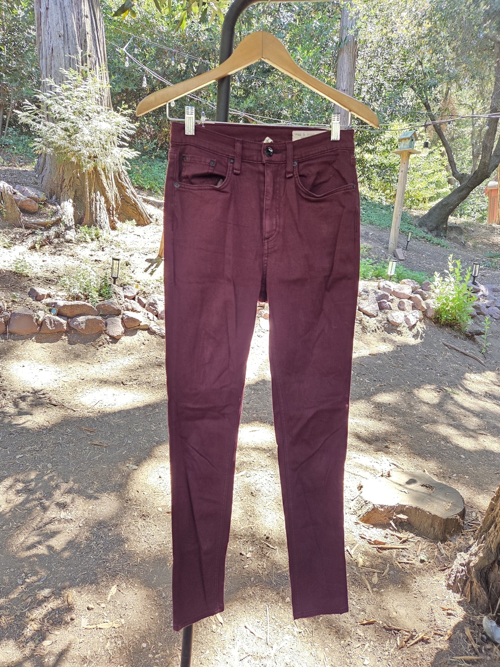 Rag And Bone High-Rise Women's Ankle Skinny Jeans in Deep Burgundy Size 27